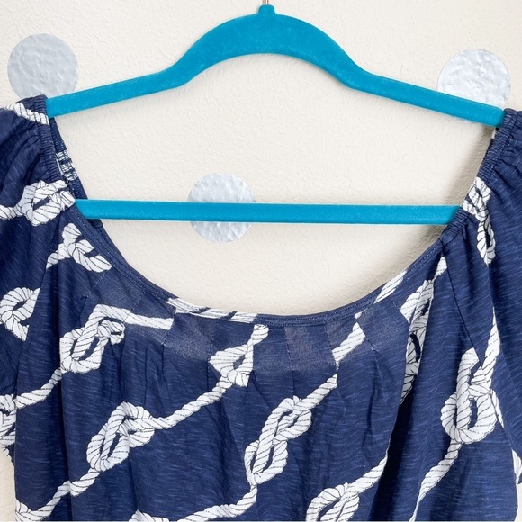 Porridge Nautical Knot Wide Neckline Puff Sleeve Top - Picture 4 of 7